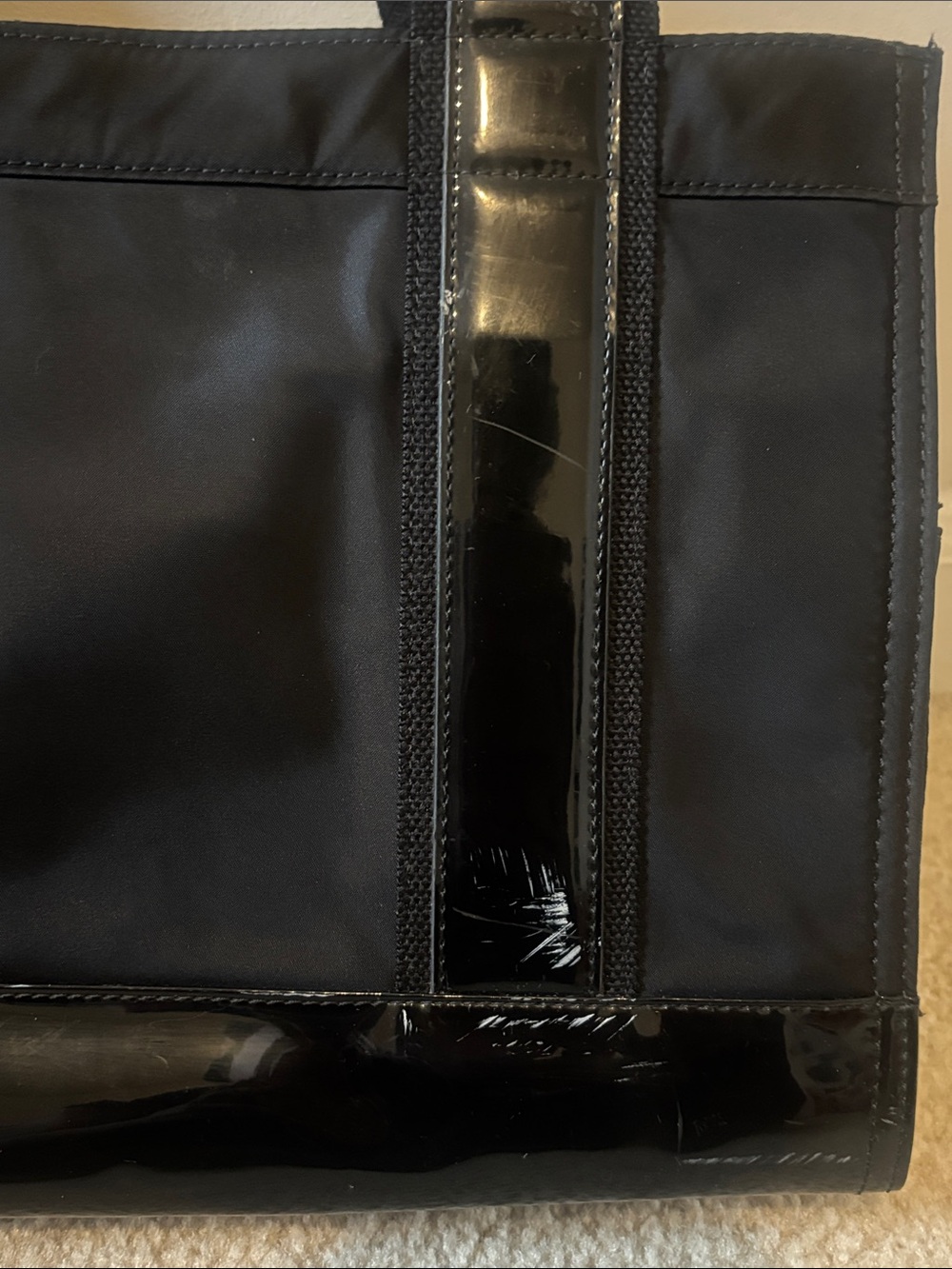 Tory Burch Black Nylon Logo Tote with Patent Trim - Picture 7 of 9